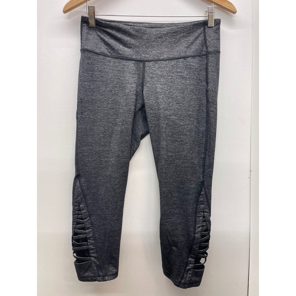 Athleta Pants - Athleta Womens‎ Gray Heathered Lattice Strappy Crop Leggings Size M 0626020